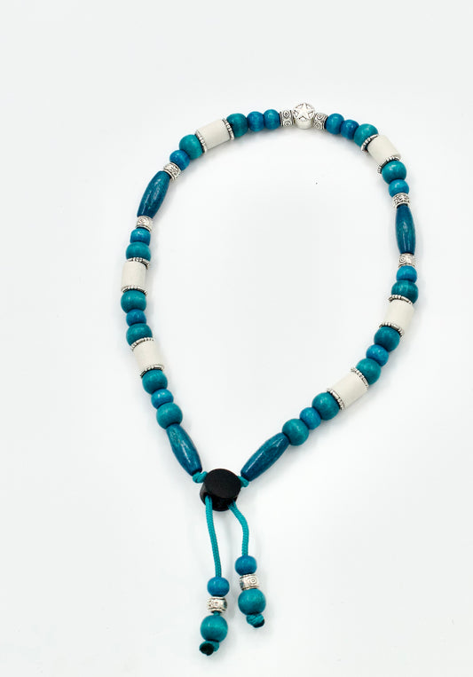 Anti-tekenband - Kralen - Turkoois hout