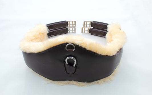 Mulitpurpose girth with removable real sheepskin - Dark Brown