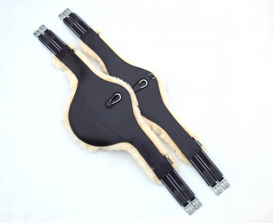 Jumping Girth with removable real sheepskin - Dark Brown 