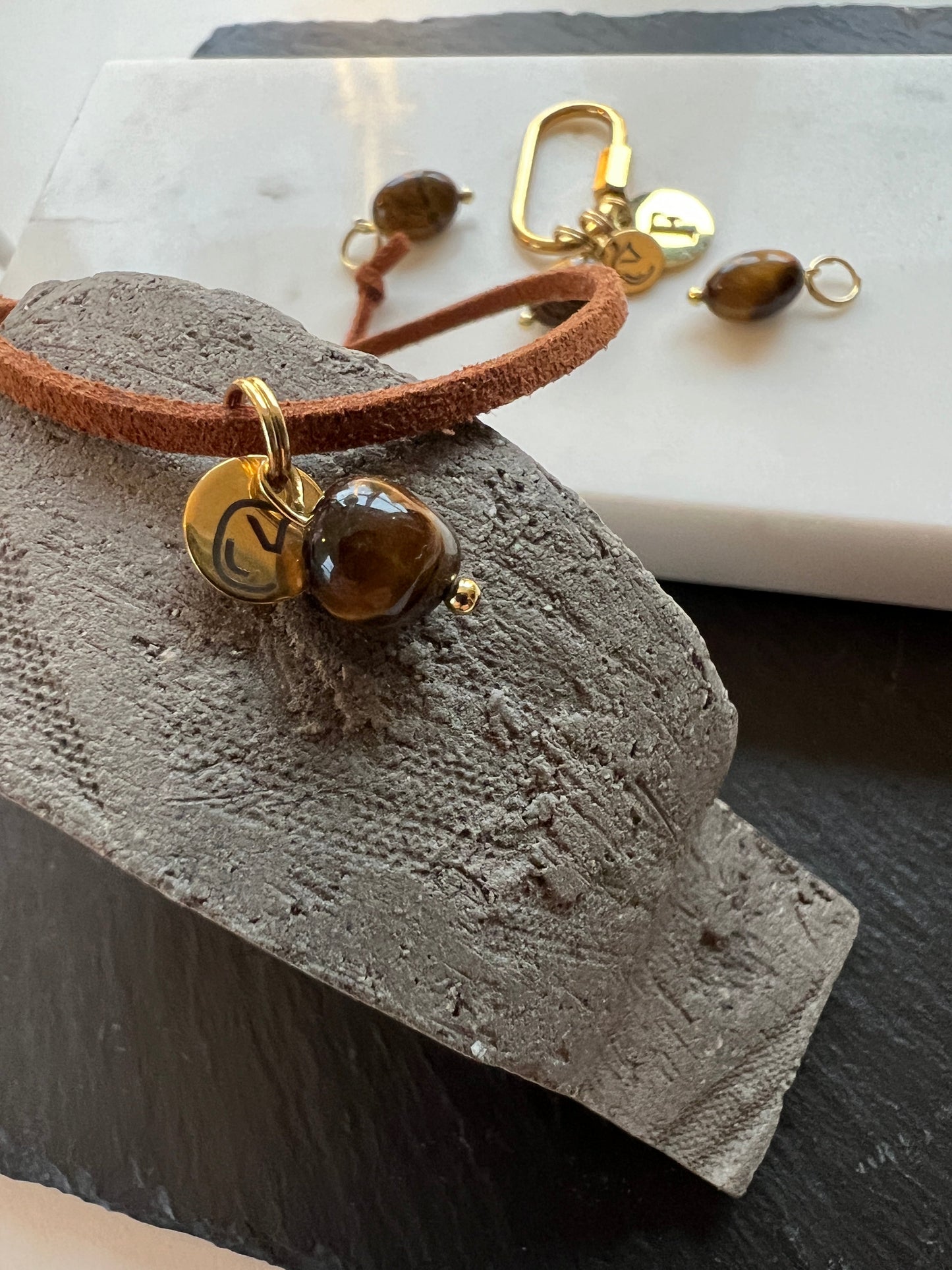 Lucky Suede Bracelet - Pure Balance - Mos Agaat - Donker Groen