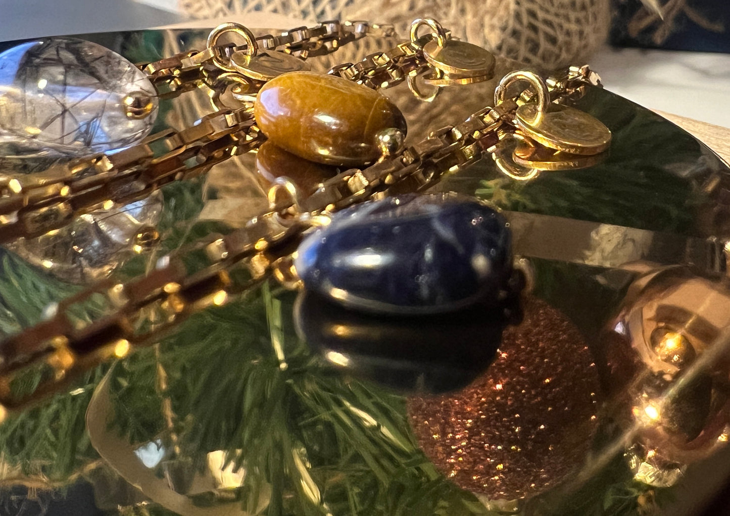 Goldenes Glücksarmband – Pure Awareness – Amazonit – Milchgrün