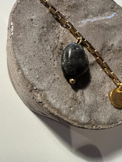 Lucky Golden Bracelet - Pure Balance - Mos Agaat - Donker Groen
