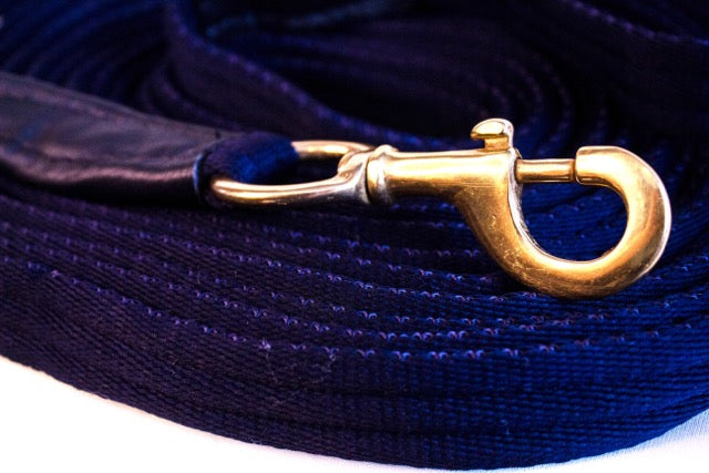 Longe line - Dark blue with leather comfortable handle